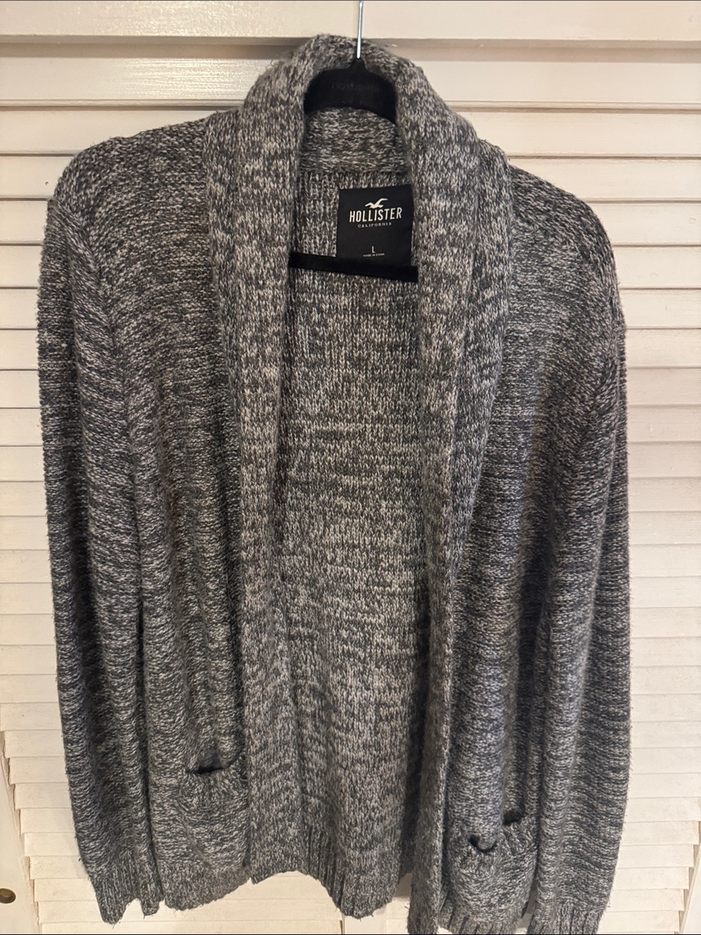 Hollister Men's Heather Gray Shawl Collar Cardigan